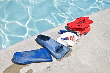 Swim Training Equipment at the Side of a Pool