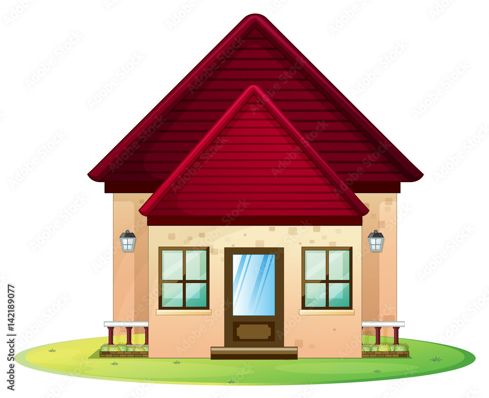 Sticker little house with red roof