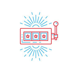 Outline icon of a casino slot machine can be used as the logo for the Internet casino. Machine for playing games of chance for money