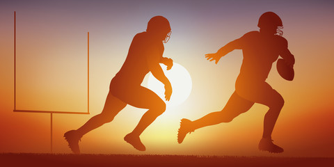 Football américain - sport - action - joueur - équipe - Coucher de soleil © pict rider