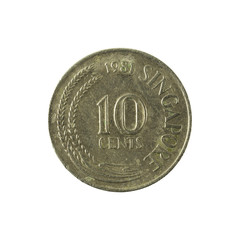 10 singapore cent coin (1981) obverse isolated on white background