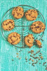 Broken biscuit and chocolate drops