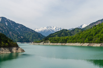Fototapeta na wymiar Kurobe dam at tateyama kurobe alpine route japan