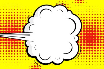 Abstract creative concept vector comic pop art style blank, layout template with clouds beams and isolated dots background. For sale banner, empty speech bubble set, illustration halftone book design.