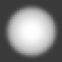 Black and white halftone circle vector template.