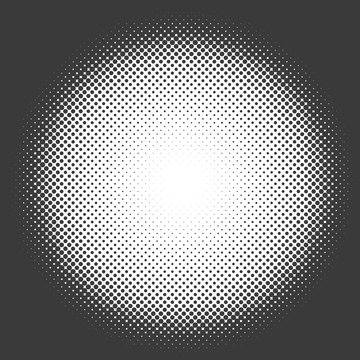 Black and white halftone circle vector template.