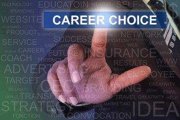 Businessman touching career choice button on virtual screen