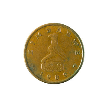 1 zimbabwean cent coin (1989) reverse isolated on white background