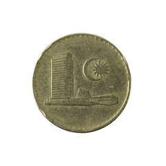 10 malaysian sen coin (1973) reverse isolated on white background © Henning Marquardt