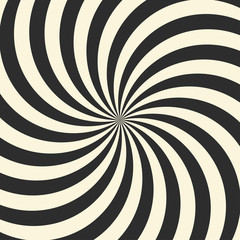 Swirling radial vortex background. White and black stripes swirling around the center of the square.