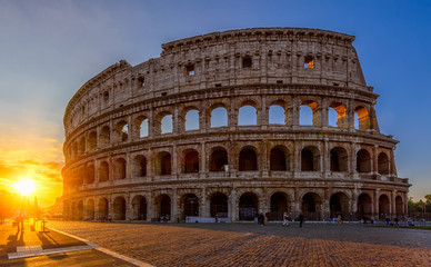 Fototapeta na wymiar Sunrise view of Colosseum in Rome, Italy