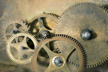 Fragment of the old mechanical device abstract image, macro