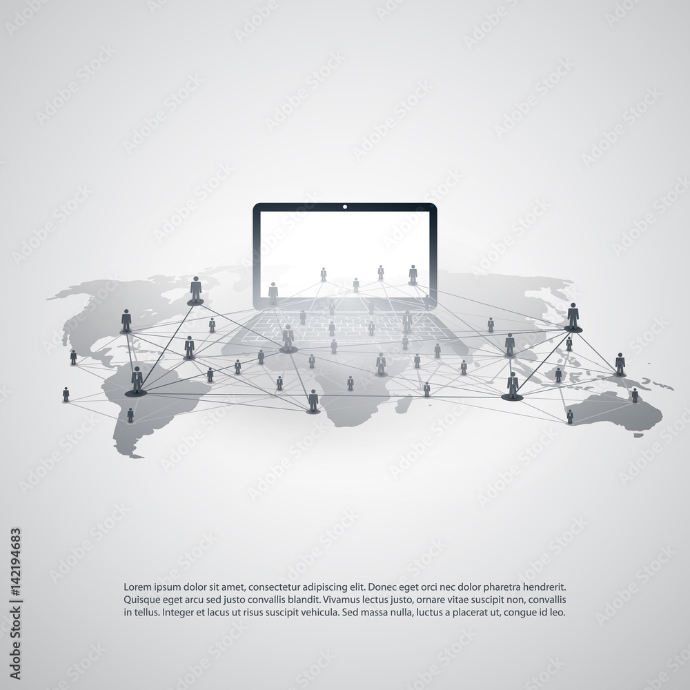 Poster networks - business connections - abstract cloud computing and global network connections concept de