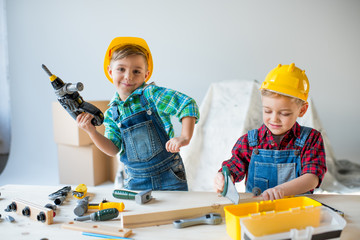 Little boys with tools