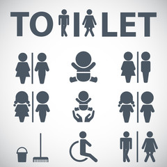  WC icon. Toilet sign. Vector  Illustration icons for print and web. 