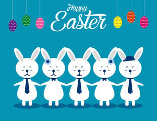 Lovely easter bunnies set. Concept easter illustration. Vector cartoon character and abstract.