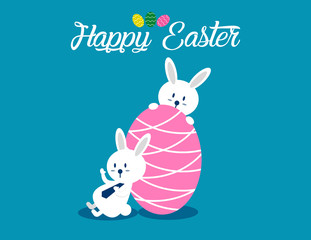 Lovely easter bunnies set. Concept easter illustration. Vector cartoon character and abstract.