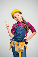 Little girl in tool belt