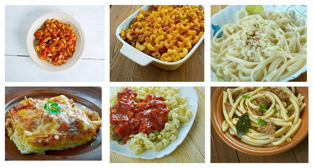 Fototapeta na wymiar Food set of different italian pasta.