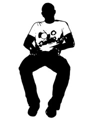 Silhouette of a man sitting relaxed vector