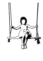 Silhouette girl on the swing vector