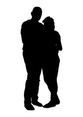 Silhouette of a man embracing a pregnant woman vector black