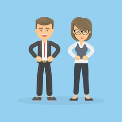 Happy Smiling Couple businessman in Flat Style. vector illustration