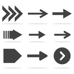 Arrow icon set Isolated on gray background ,Flat style.