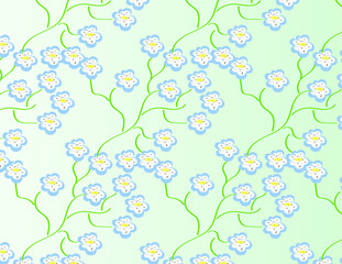 Fototapeta premium Abstract pattern of a scattering of small flowers on a soft green background for print, textile, Wallpaper