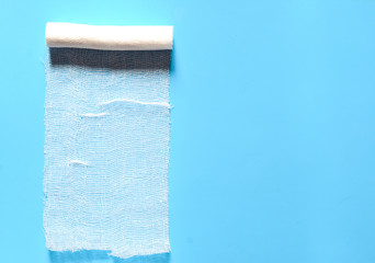 medical bandage on a blue background, copyspace