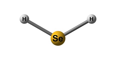 Hydrogen selenide molecular structure isolated on white