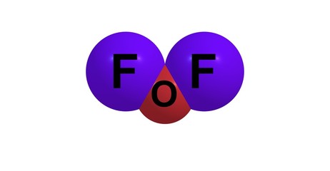 Oxygen difluoride molecular structure isolated on white