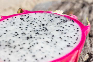 flesh of white dragon fruit(pitaya) closeup