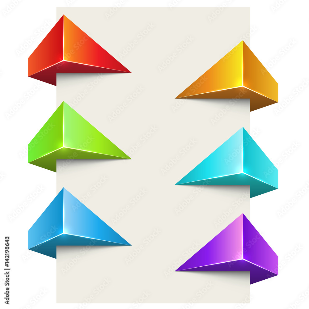 Wall mural abstract color polygonal 3d label wrapped around page vector set.