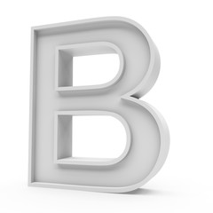 3d Rendering grey material letter B isolated white background