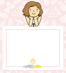 my first communion card. Space for text