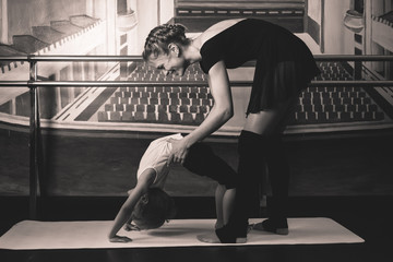 Little boy dancer in a dance studio