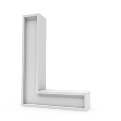 3d Rendering grey material letter L isolated white background