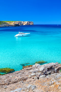 Fototapeta Cala d Algariens view on Mediterranean sea on summer sunny day