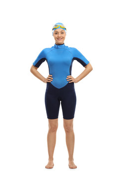 Female swimmer looking at the camera and smiling