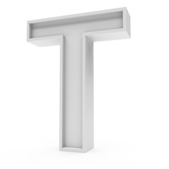 3d Rendering grey material letter T isolated white background