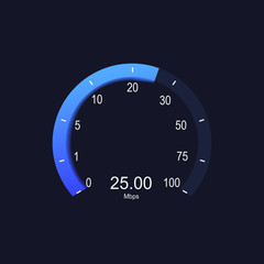 Internet digital speed meter. Vector illustration on blue background. Speed test.