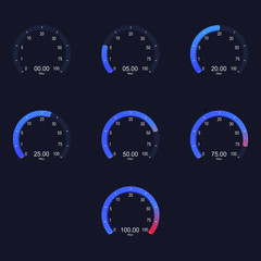 Internet digital speed meter. Vector illustration on blue background. Speed test.