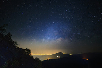 Milky Way Galaxy at Doi inthanon Chiang mai, Thailand.Long exposure photograph.With grain