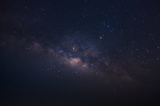 Milky way galaxy.Long exposure photograph.With grain