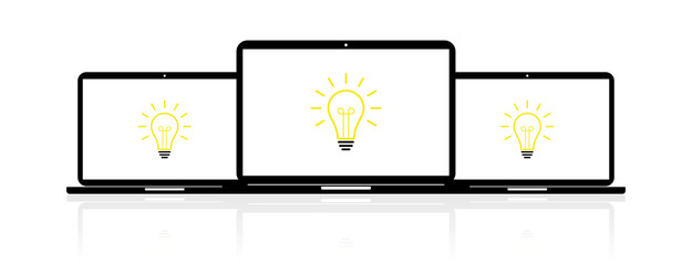 Naklejka premium Laptop Banner - Idee - Glühbirne