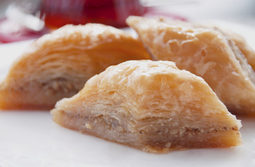Delicious baklava with walnuts