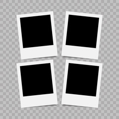 Retro realistic vector photo frame placed on transparent background. Template photo design.