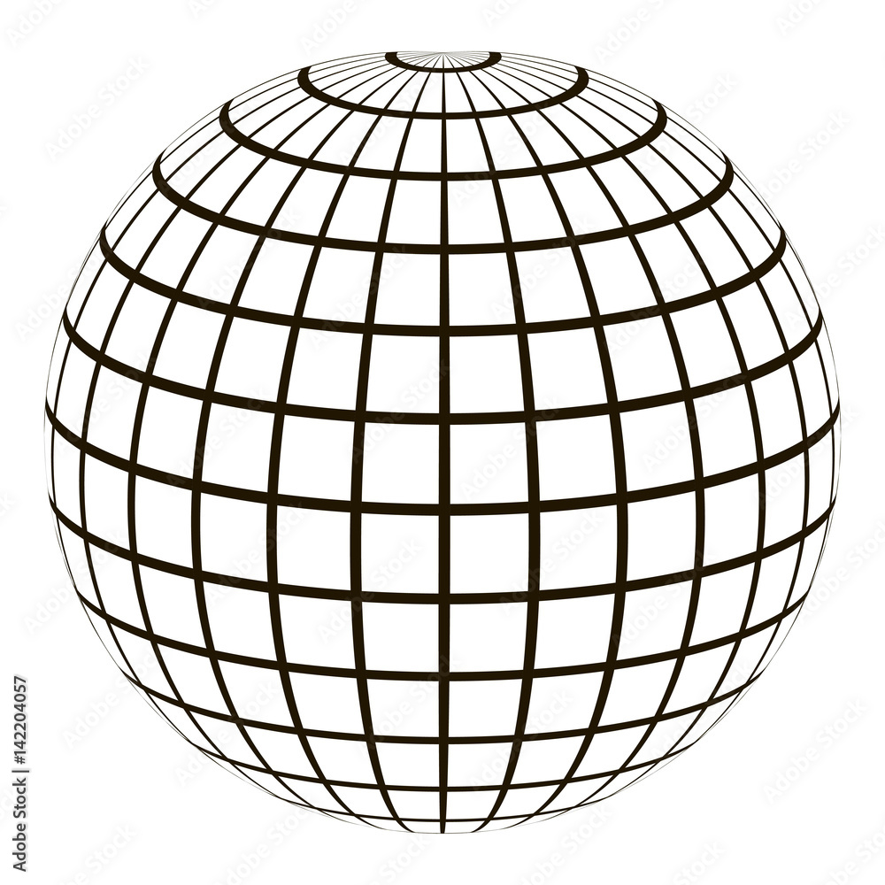 Poster 3d globe with a coordinate grid Meridian and parallel
