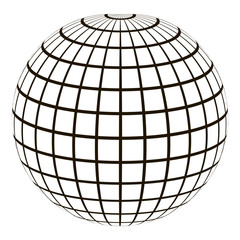 3d globe with a coordinate grid Meridian and parallel